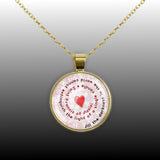 All the Darkness in the World Cannot Extinguish .. Assisi Quote Heart Swirl 1" Pendant Necklace in Gold Tone
