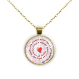 All the Darkness in the World Cannot Extinguish .. Assisi Quote Heart Swirl 1" Pendant Necklace in Gold Tone