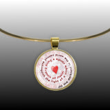 All the Darkness in the World Cannot Extinguish .. Assisi Quote Heart Swirl 1" Pendant Necklace in Gold Tone