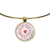 All the Darkness in the World Cannot Extinguish .. Assisi Quote Heart Swirl 1" Pendant Necklace in Gold Tone