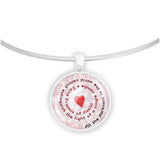 All the Darkness in the World Cannot Extinguish .. Assisi Quote Heart Swirl 1" Pendant Necklace in Silver Tone