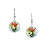 Cheery Daisies, Lilies & Gladiolas Monet Painting Dangle Earrings w/ 3/4" Art Print Charms Silver Tone or Gold Tone