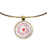 Happiness Is a Gift and the Trick Is ... Charles Dickens Quote Heart Swirl 1" Pendant Necklace in Gold Tone