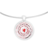 Happiness Is a Gift and the Trick Is ... Charles Dickens Quote Heart Swirl 1" Pendant Necklace in Silver Tone