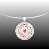 I Have the Simplest Tastes I Am Always Satisfied with the Best Oscar Wilde Quote Heart Swirl 1" Pendant Necklace in Silver Tone