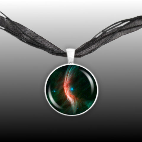 Zeta Ophiuchi Bow Shock in the Constellation Ophiuchus Space 1" Pendant Necklace in Silver Tone
