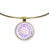 A Person Often Meets His Destiny on the Road He Took ... Fontaine Quote Moon Swirl 1" Pendant Necklace in Gold Tone