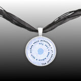 The Journey of a Thousand Miles Begins with a Single Step Tzu Quote Spiral 1" Pendant Necklace in Silver Tone