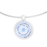 The Journey of a Thousand Miles Begins with a Single Step Tzu Quote Spiral 1" Pendant Necklace in Silver Tone