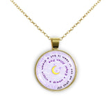 All That We See or Seem Is but a Dream Within a Dream Poe Quote Moon Swirl 1" Pendant Necklace in Gold Tone