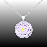 All That We See or Seem Is but a Dream Within a Dream Poe Quote Moon Swirl 1" Pendant Necklace in Silver Tone