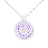 All That We See or Seem Is but a Dream Within a Dream Poe Quote Moon Swirl 1" Pendant Necklace in Silver Tone