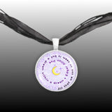 All That We See or Seem Is but a Dream Within a Dream Poe Quote Moon Swirl 1" Pendant Necklace in Silver Tone