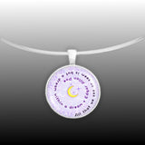 All That We See or Seem Is but a Dream Within a Dream Poe Quote Moon Swirl 1" Pendant Necklace in Silver Tone