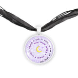 All That We See or Seem Is but a Dream Within a Dream Poe Quote Moon Swirl 1" Pendant Necklace in Silver Tone