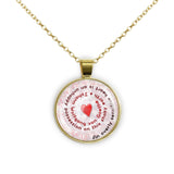 An Overly Sensitive Heart Is an Unhappy Possession .. Goethe Quote Heart Swirl 1" Pendant Necklace in Gold Tone