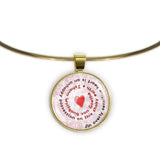 An Overly Sensitive Heart Is an Unhappy Possession .. Goethe Quote Heart Swirl 1" Pendant Necklace in Gold Tone