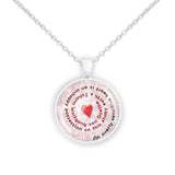 An Overly Sensitive Heart Is an Unhappy Possession .. Goethe Quote Heart Swirl 1" Pendant Necklace in Silver Tone