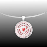 An Overly Sensitive Heart Is an Unhappy Possession .. Goethe Quote Heart Swirl 1" Pendant Necklace in Silver Tone