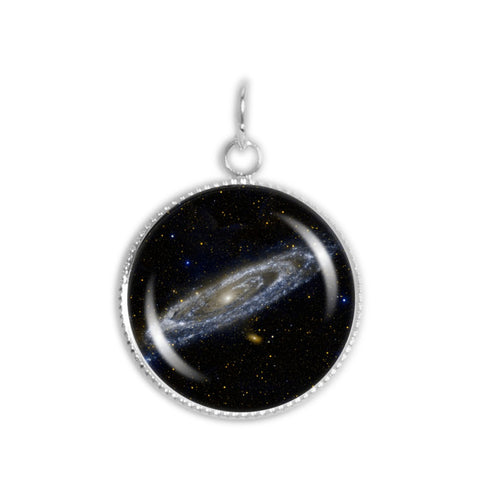 Andromeda Galaxy in the Constellation Andromeda 3/4" Charm for Petite Pendant or Bracelet in Silver Tone