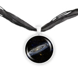 Andromeda Galaxy in the Constellation Andromeda Space 1" Pendant Necklace in Silver Tone
