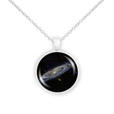 Andromeda Galaxy in the Constellation Andromeda Space 1" Pendant Necklace in Silver Tone