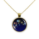 Aquarius Constellation Illustration 1" Pendant Necklace in Gold Tone