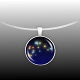 Aquarius Constellation Illustration 1" Space Pendant Necklace in Silver Tone