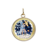 Aquarius the Water Bearer Astrological Sign in the Zodiac Illustration 3/4" Charm for Petite Pendant or Bracelet in Silver Tone or Gold Tone