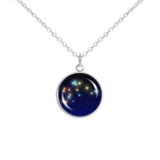 Aquarius Constellation Illustration 3/4" Charm for Petite Pendant or Bracelet in Silver Tone