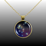 The Eagle Constellation Aquila Illustration 1" Pendant Necklace in Gold Tone