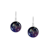 The Eagle Constellation Aquila Illustration Dangle Earrings w/ 3/4" Charms in Silver Tone