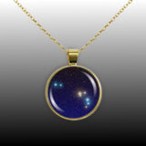Aries Constellation Illustration 1" Pendant Necklace in Gold Tone