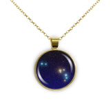 Aries Constellation Illustration 1" Pendant Necklace in Gold Tone