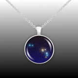 Aries Constellation Illustration 1" Pendant Necklace in Silver Tone