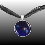 Aries Constellation Illustration 1" Pendant Necklace in Silver Tone