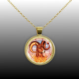 Aries the Ram Astrological Sign in the Zodiac Illustration 1" Pendant Necklace in Gold Tone
