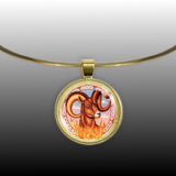 Aries the Ram Astrological Sign in the Zodiac Illustration 1" Pendant Necklace in Gold Tone