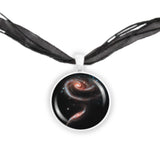 Rose Made of Galaxies Arp 273 in the Constellation Andromeda Space 1" Pendant Necklace in Silver Tone