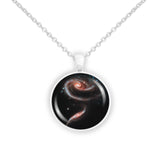 Rose Made of Galaxies Arp 273 in the Constellation Andromeda Space 1" Pendant Necklace in Silver Tone