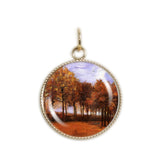 Autumn Landscape with Trees Van Gogh Painting 3/4" Charm for Petite Pendant or Bracelet in Silver Tone or Gold Tone