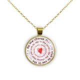 Be the Change That You Wish to See in the World Gandhi Quote Heart Bullseye 1" Pendant Necklace in Gold Tone