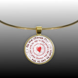 Be the Change That You Wish to See in the World Gandhi Quote Heart Bullseye 1" Pendant Necklace in Gold Tone