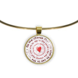 Be the Change That You Wish to See in the World Gandhi Quote Heart Bullseye 1" Pendant Necklace in Gold Tone