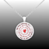 Be the Change That You Wish to See in the World Gandhi Quote Heart Bullseye 1" Pendant Necklace in Silver Tone