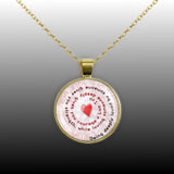 Being Deeply Loved By Someone Gives You Strength ... Lao Tzu Quote Heart Swirl 1" Pendant Necklace in Gold Tone