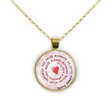 Being Deeply Loved By Someone Gives You Strength ... Lao Tzu Quote Heart Swirl 1" Pendant Necklace in Gold Tone