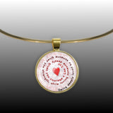 Being Deeply Loved By Someone Gives You Strength ... Lao Tzu Quote Heart Swirl 1" Pendant Necklace in Gold Tone