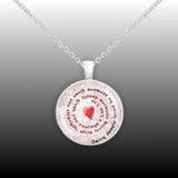 Being Deeply Loved By Someone Gives You Strength ... Lao Tzu Quote Heart Swirl 1" Pendant Necklace in Silver Tone