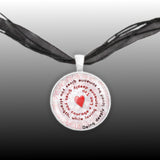 Being Deeply Loved By Someone Gives You Strength ... Lao Tzu Quote Heart Swirl 1" Pendant Necklace in Silver Tone